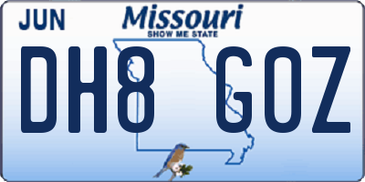 MO license plate DH8G0Z