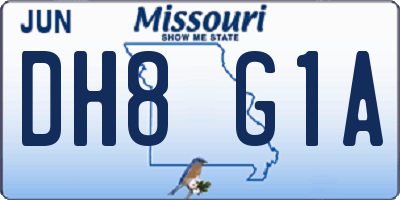 MO license plate DH8G1A