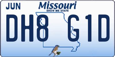 MO license plate DH8G1D