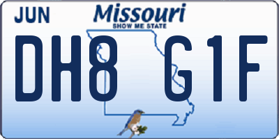 MO license plate DH8G1F