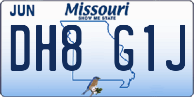 MO license plate DH8G1J