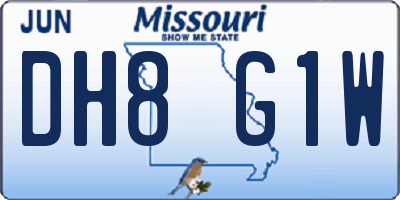 MO license plate DH8G1W