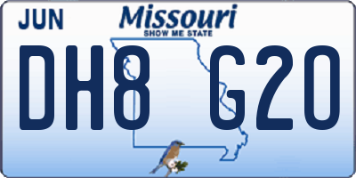 MO license plate DH8G2O