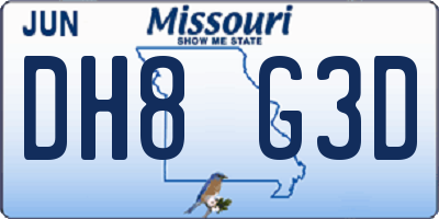 MO license plate DH8G3D