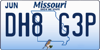 MO license plate DH8G3P