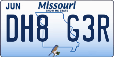 MO license plate DH8G3R