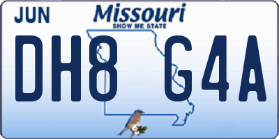 MO license plate DH8G4A