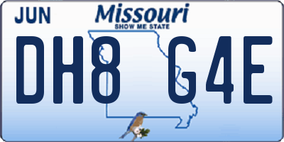 MO license plate DH8G4E