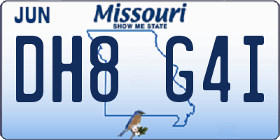 MO license plate DH8G4I