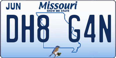 MO license plate DH8G4N