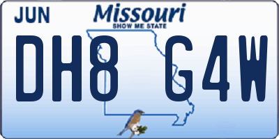 MO license plate DH8G4W