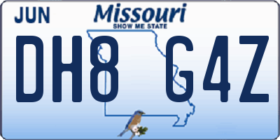 MO license plate DH8G4Z