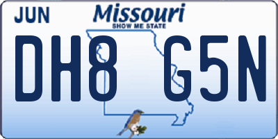 MO license plate DH8G5N