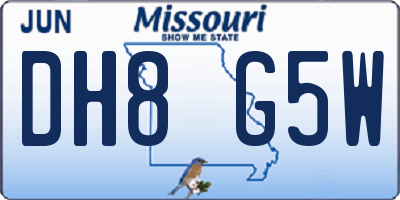 MO license plate DH8G5W