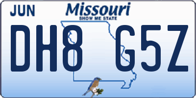 MO license plate DH8G5Z