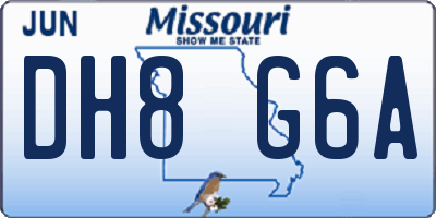 MO license plate DH8G6A