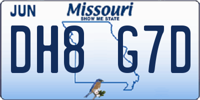 MO license plate DH8G7D