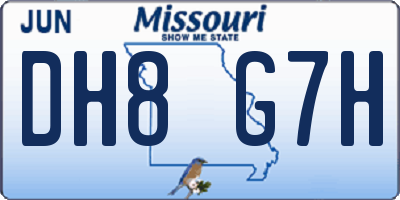 MO license plate DH8G7H