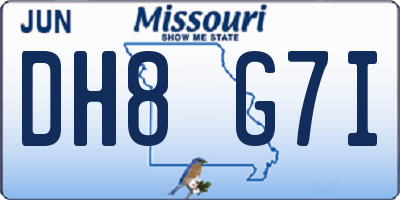 MO license plate DH8G7I