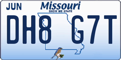 MO license plate DH8G7T
