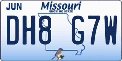 MO license plate DH8G7W