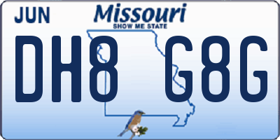 MO license plate DH8G8G