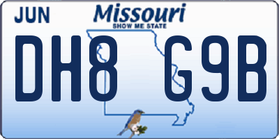 MO license plate DH8G9B