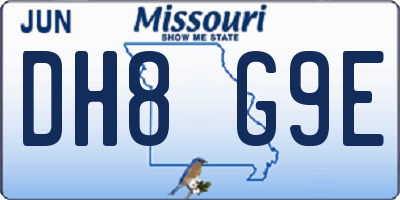 MO license plate DH8G9E