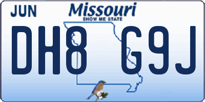 MO license plate DH8G9J