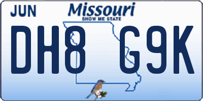 MO license plate DH8G9K