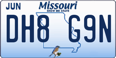 MO license plate DH8G9N
