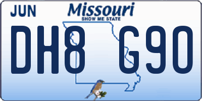 MO license plate DH8G9O