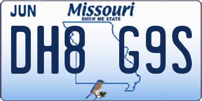 MO license plate DH8G9S