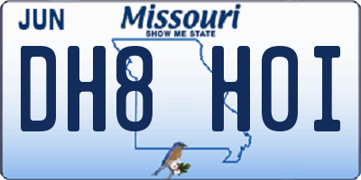MO license plate DH8H0I