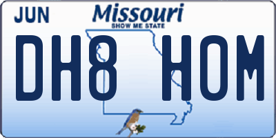 MO license plate DH8H0M