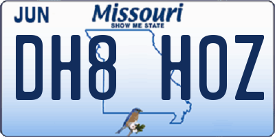 MO license plate DH8H0Z