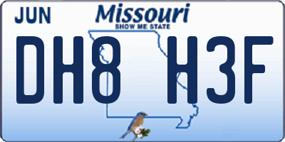 MO license plate DH8H3F