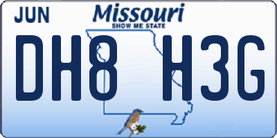 MO license plate DH8H3G
