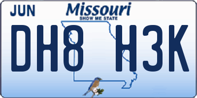 MO license plate DH8H3K