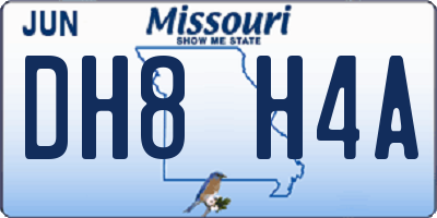 MO license plate DH8H4A