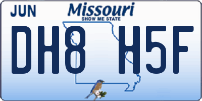 MO license plate DH8H5F