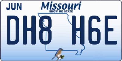 MO license plate DH8H6E