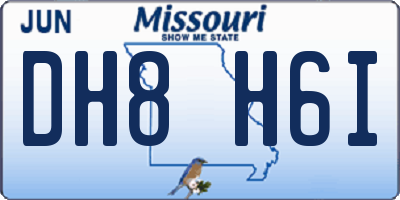MO license plate DH8H6I