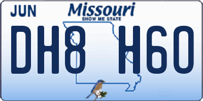 MO license plate DH8H6O