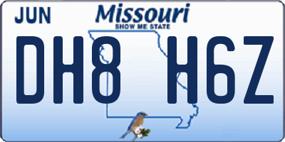 MO license plate DH8H6Z
