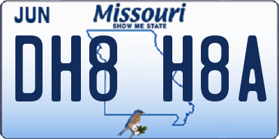 MO license plate DH8H8A
