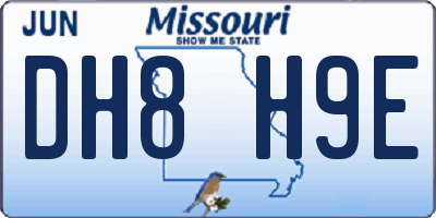 MO license plate DH8H9E