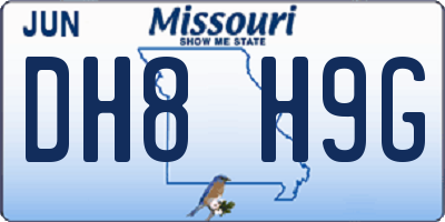 MO license plate DH8H9G