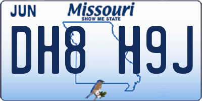 MO license plate DH8H9J