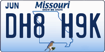 MO license plate DH8H9K
